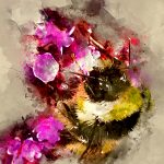 Digital illustration Bee and Flower Art